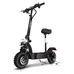 QQLK Scooter QQLK 3200W Folding Electric Scooter for Adults, Mini E Scooter with Seat, Dual Drive, Color LCD, 11 in Explosion Tire, Anti-Theft System, Double Oil Brake, Up to 70km / h, 20AH