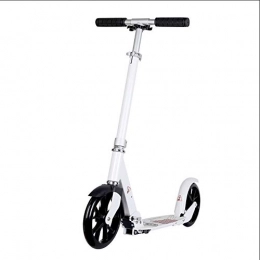 LYC Scooter Scooter Bars, Adult Scooter, Scooter Wheels, Kick Black Folding Kick with Adjustable Handle, Portable Pu Wheel and Non-Slip Pedal for Teens, 100Kg Load, Non-Electric (Color : White)