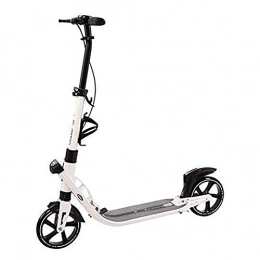 LYC Scooter Scooter Bars, Adult Scooter, Scooter Wheels, Kick Folding Adult City with Bottle Holder, Portable Shock-Absorbing Kick with Hand Brake, Pu Wheel 100Kg Load, Non-Electric (Color : White)