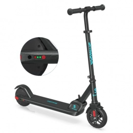 SMOOSAT Scooter SmooSat E9 Electric Scooter for Kids, 130W Brushless Motor, Up to 10 mph, 2 Speed Modes, Visible Battery Level, Height Adjustable and Foldable for Kids Age 8 and Up (Black)
