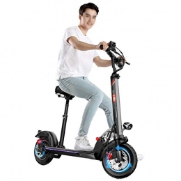 SN Scooter SN Electric Scooter For Adults, 10" Air Tires 500W Motor Three Speeds Up To 50km / H, Up To 50KM, 48V 10AH Portable Folding Electric Kick Scooter (Color : Black)