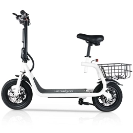 Windlook Electric Scooter Windgoo Electric Scooter Adult, E Scooter with 35km Long Range, 12 Inches Folding Electric Scooter (White)