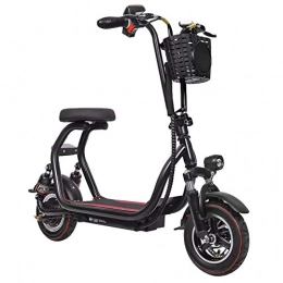 XYDDC Electric Scooter XYDDC Mini Electric Scooter with Seat, Anti-Theft Alarm, 250W Motor, 10 Inch Tires, Max Speed 25Km / H, Foldable Electric Scooter with Cruise Control And USB Charging, Black, 8AH~35KM
