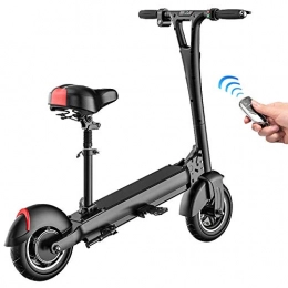 XYDDC Scooter XYDDC Portable Electric Scooter Double Disc Brake, Foldable Electric Scooter Tilted Pedal, 10 Inch Pneumatic Tires 36V 400W, Burglar Alarm And Adjustable Seat, Black, 55KM12AH