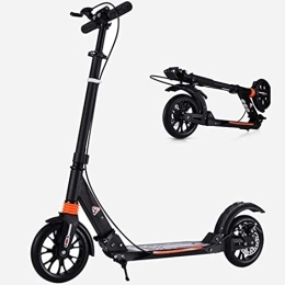 XYEJL Scooter XYEJL Folding Non Electric Two Wheel Aluminum Alloy Scooter, Popular Scooter for Adult, Front & Rear Wheel Anti Shock Suspension with Hand and Foot Brakes, Black