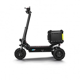 YHKJ Electric Scooter YHKJ Electric Scooter, Electric Scooter Three-Wheel Drive with 5400W Motor Three-wheel Drive Up to 43MPH & 46 Miles-11'' Solid Tires Scooter with three brakes Folding, Black, B