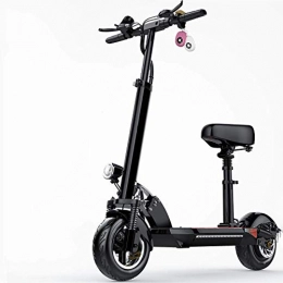 ZXWNB Scooter ZXWNB Electric Scooter Adult Foldable Driving Two-Wheeled Scooter Mini Electric Car Battery Car with Seat 10 Inch, Black, B