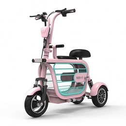 ZYW Electric Scooter ZYW Folding Electric Tricycle, Adult Electric Scooter, Lightweight Elderly Disabled Outdoor Leisure Electric Tricycle Mileage 45KM / + Pet Cage, Pink, 10A