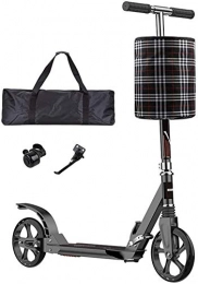 Adult scooter Adult Kick Scooter With Big Wheels And Dual Suspension Foldable Commuter Scooter With Carry Bag And Basket Load 330 Lbs / 150 Kg WJHCDDA (Color : Black)