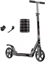 BRFDC Scooter Adult Scooter Adult Kick Scooter With Dual Suspensions And Big Wheels Folding All Terrain Glider Scooter For Commuting Adjustable Height Inclued Basket, Tripod And Bells (Color : Black)
