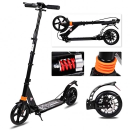 Guryon Scooter Adult Scooter with Disc Handbrake, Folding Kick Scooter Street Lightweight Portable Push Scooter with Dual Suspension Adjustable Handlebar, 200mm PU Wheels for Adults Teens Ages 12+ (Black)