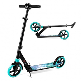 besrey Scooters for Teens Adults, Foldable Kids Kick Scooter 2 Wheel, 200mm Large Wheels Scooters with Carry Strap for Kids Adults and Teens, Green