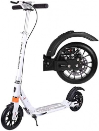 BRFDC Scooter BRFDC Adult Scooter Adult Teen Kick Scooter With Big Wheels And Disc Handbrake Foldable Dual Suspension Commute Scooter Height Adjustable - Supports 220lbs (Color : White)