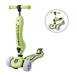 BYOUQ Scooter BYOUQ 2 In 1 Stand Cruise Kick Scooters, Child / Toddlers Toy Folding 3 Wheeled Scooter For Boys / Girls 3 Gear Adjustment Handle, Anti-Slip Deck Flashing Wheel Lights For 2-12 Year Old