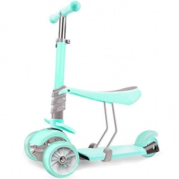 BYOUQ Scooter BYOUQ 3 In 1 3 Wheeled Scooter For Kids Stand Cruise Child / Toddlers Toy Folding Kick Scooters With Seat 7 Adjustable Height, Anti-Slip Deck Flashing Wheel Lights Boys / Girls 2-12 Year Old