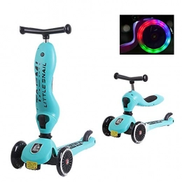 BYOUQ Scooter BYOUQ 3 Wheeled Scooter For Kids 2 In 1 Baby Walker Can Sit Anti-collision Folding Kick Scooters 4 Adjustable Height, Anti-Slip Deck Flashing Wheel Lights For Boys / Girls 2-12 Year Old
