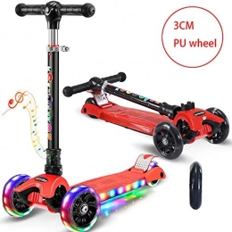BYOUQ Scooter BYOUQ Folding 3 Wheel Scooter Glide Scooter Micro Kickboard With Extra Wide Flash PU Light-Up Wheels And 4 Adjustable Heights Self Balancing Scooters For Children From 3-14yrs