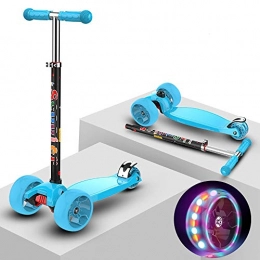 BYOUQ Scooter BYOUQ Folding Kick Scooter For Kids, 3-Wheel LED Flashing Glider Push Scooter With Height Adjustable And Foldable Handlebar, With Music Anti-Slip Wide Deck For Boys Girls 3-12