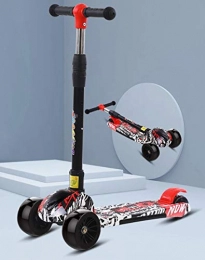 BYOUQ Scooter BYOUQ Graffiti 3 Wheeled Scooter For Kids Boys / Girls Stand Cruise Child / Toddlers Toy Folding Kick Scooters 4 Levels Of Lifting Adjustment PU Flash Wheel With Music For 2-12 Year Old