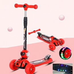 BYOUQ Scooter BYOUQ Portable 3 Wheeled Scooter For Kids Stand Cruise Child / Toddlers Toy Folding Kick Scooters, Anti-Slip Deck, flash hummer wheel 3 levels of height adjustment for 2-12 Year Old