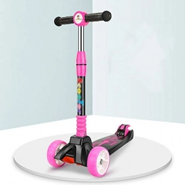 BYOUQ Scooter BYOUQ Self Balancing Scooters Folding 3 Wheel Scooter With Extra Wide Flash PU Light-Up Wheels And 4 Adjustable Heights Glide Scooter Micro Kickboard For Children From 3-14 Yrs