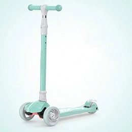 Children's Scooter, Four-Wheel Scooter, Baby Beginner One-Foot Scooter, Height Adjustable, with Flashing Wheels, Light And Easy To Carry, Suitable for Outdoor Indoors, Children 3-16 Years Old,Green