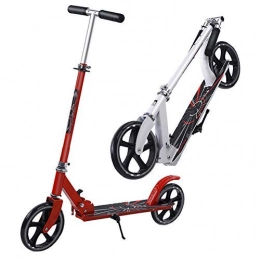 Kick Scooters Scooter CHUNLAN Adult Scooter Folding Adjustable Child The Man Portable City Scooters Non-slip Pedal Foot Brake Non-slip Big Wheels(Color:Red)