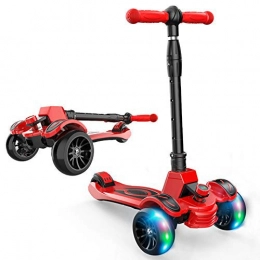 Kick Scooters Scooter CHUNLAN Foldable Scooter With Shock Absorber Children's Scooter Flash Wheel Foot Brake Boy Sensitive Steering Girl Adjustable Height