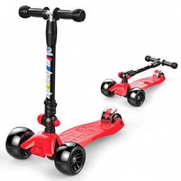 CQILONG-Scooter's Scooter CQILONG Child Scooter, 3 height adjustable Collapsible Non-slip pedal Strong toughness Load-bearing 75kg Anti-fracture, 5 colors (Color : Red, Size : 58X29X66-89CM)