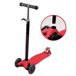 CQILONG-Scooter's Scooter CQILONG Child Scooter, Removable T-bar Flash Wheel Strengthen Base 3-speed Adjustment PU Round Non-slip Good Balance, 4 Colors (Color : Red, Size : 57X15X79-89CM)