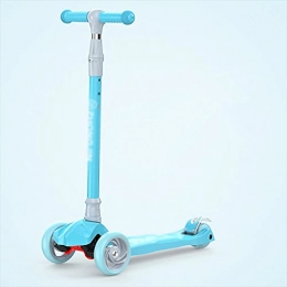 CQILONG-Scooter's Scooter CQILONG Child Three Rounds Scooter, Double-sided Flash Sliding On One Foot Yo Car Non-slip Deck Tilt Steering Collapsible Scooter For 2-14 Years Old (Color : Blue, Size : 26.5X60X67-85cm)