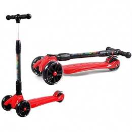 CQILONG-Scooter's Scooter CQILONG Children's Toys Scooter, Adjustable Rear Wheel Brake, Scooter, Widened Flashing Wheel, Flexible Steering, Sports Balance, Non-slip Deck Car (Color : Red, Size : 25X60X66-87cm)