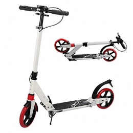  Scooter CREDO Big Wheels Scooter for Adult and Teens, Foldable Kick Scooter with Hand Brake, Adjustable Handle Bar Scooter with 200MM Wheels (White)