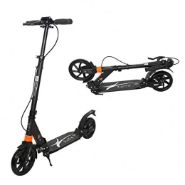 CYYZB Folding Adult Scooter, 2 Wheeled Kick Scooter Height Adjustable, Lightweight City Scooter with Kickstand and Rear Brake, 220Mm Big Wheel, for Boys Girls Teens Ages 10+,Black（Handbrake）
