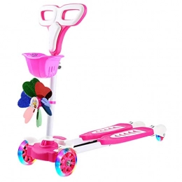 Foldable Kick Scooters Swing Wiggle Scooter，Adjustable Height，flashing Drifter Scooter For 5 Years Old Boys Girls kickboard (Color : Pink)