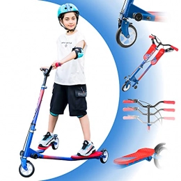 FlyFlash Scooter Folding 3 Wheel Swing Scooter, Self Drifter for Boys and Girls Age 8 Years Old and Up, Lightweight, Foldable, Adjustable Handlebars, for Riders up to 220 lbs