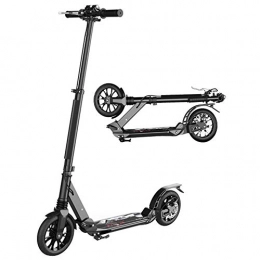 HHTX Scooter Folding Adult Kick Scooter with Big Wheels and Disc Handbrake, Dual Suspension & Height Adjustable, Gift for Girls and Boys, Supports 220lbs (Color : Black)