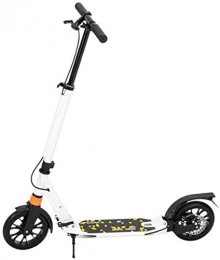 WSJYP Scooter Folding Kick Scooter, Light Weight Aluminum City Scooter with Two Big Wheels, 3 Heights Adjustable Street Scooter, Shock Absorption Mechanism, White