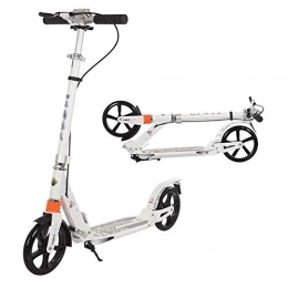 GAOJINXIURZ Outdoor Riding Portable Scooter-Adult Kick Scooter with Hand Brake and Dual Suspension, Foldable Glider Deluxe Aluminum 2 Big Wheels, Adjustable Height, Supports 150Kg (Color : White)