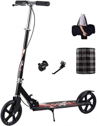GTJF Scooter GTJF Kick Scooters Big Wheels Adult Kick Scooter With Hand Brake - Folding Commuter Scooter With Carry Bag And Storage Basket Adjustable Height Load 150 Kg (Color : Black)