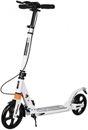 HAO KEAI Scooter HAO KEAI Kick Scooters for Teens / Adults Scooters Adult Adult Kick With Big Wheels And Hand Brake Dual Suspension Folding Commuter Glider Adjustable Height - Supports 220 Lbs (Color : White)