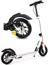 HAO KEAI Scooter HAO KEAI Kick Scooters for Teens / Adults Scooters Adult Big Wheels Adult Kick With Disc Hand Brakes Dual Suspension Folding Commuter Adjustable Height - Supports 220lbs (Color : White)