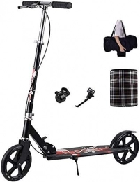 HAO KEAI Scooter HAO KEAI Kick Scooters for Teens / Adults Scooters Adult Big Wheels Adult Kick With Hand Brake - Folding Commuter With Carry Bag And Storage Basket Adjustable Height Load 150 Kg (Color : Black)