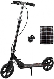 HAO KEAI Scooter HAO KEAI Kick Scooters for Teens / Adults Scooters Adult Foldable Adult Kick With Big Wheels And Hand Brake Adjustable Height Commuter Push Smooth & Fast Ride Load 220 Lbs (Color : Black)