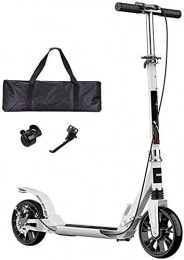 HAO KEAI Scooter HAO KEAI Kick Scooters for Teens / Adults Scooters Adult Foldable Kick For Adults / Teens - All Terrain Big Wheels With Handbrake Carry Bag & Suspension - Max Load 150 Kg / 330 Lbs (Color : White)