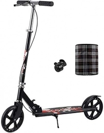 HAO KEAI Scooter HAO KEAI Kick Scooters for Teens / Adults Scooters Adult Folding Adult Kick With Hand Brake Big Wheels Commuter With Bell And Basket Adjustable Height Supports 220lbs (Color : Black)