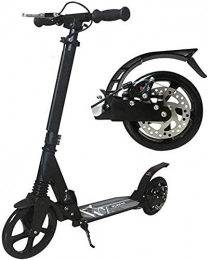 HAO KEAI Scooter HAO KEAI Kick Scooters for Teens / Adults Scooters Adult Kick For Adult Kids Teens - Big Wheels Kick With Disc Hand Brake Folding Dual Suspension Adjustable Height - Supports 330lbs (Color : Black)