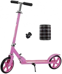HAO KEAI Scooter HAO KEAI Kick Scooters for Teens / Adults Scooters Adult Urban Adult Kick With Big Wheels And Basket Folding Portable Commuter Adjustable Height Bell Included (Color : Pink)