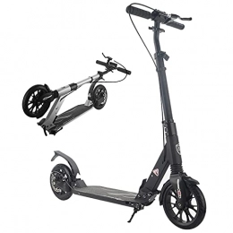 HHTX Scooter HHTX Foldable Kick Scooter for Adult Youth Kids, Big Wheels Deluxe Commuter Scooter with Handbrake and Dual Suspension, Max Load 150 Kg (Color : Black)