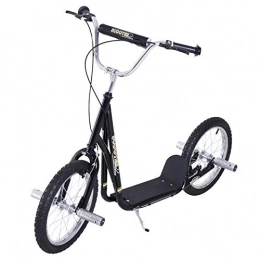 Homcom Scooter HOMCOM Adult Teen Push Scooter Kids Children Stunt Scooter Bike Bicycle Ride On 16" Pneumatic Tyres (Black)